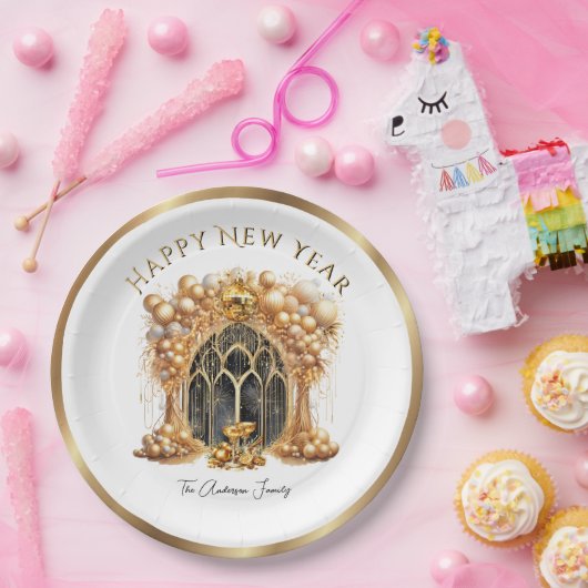 Elegant & Goud Oudejaarsfeest Papieren Bordje (Feest)