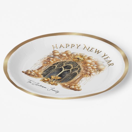 Elegant & Goud Oudejaarsfeest Papieren Bordje (Gekanteld)