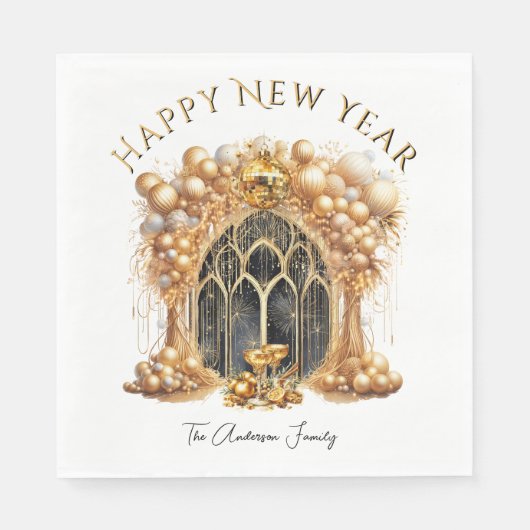 Elegant & Goud Oudejaarsfeest Servet (Voorkant)