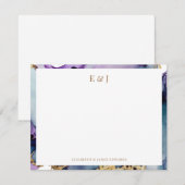 Elegant Goud Paar Initialen Alcohol Ink Border Notitiekaartje (Voorkant / Achterkant)