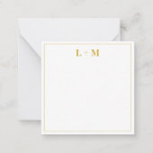 Elegant Goud Paar Monogram Minimalistisch Eenvoudi Notitiekaartje (Voorkant)