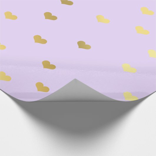 Elegant goud paars Valentijnsdag hartpatroon Cadeaupapier (Hoek)