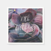 Elegant Goud Paarse Blauw Hydrangeas 70e Verjaarda Servet (Voorkant)