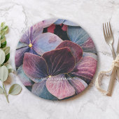 Elegant Goud Paarse Blauw Hydrangeas Verjaardagsfe Papieren Bordje