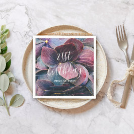 Elegant Goud Paarse Blauwe Hortensia's 21e Verjaar Servet