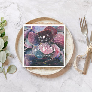 Elegant Goud Paarse Blauwe Hortensia's 90ste Verja Servet