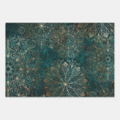 Elegant Goud Paarse Blauwgroen & Blauwe Bloemen Ma Inpakpapier Vel (Voorkant 3)