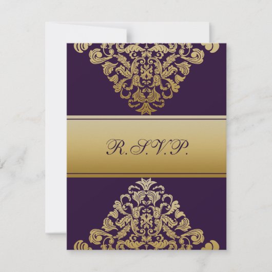 Elegant goud paarse bruiloft RSVP (Voorkant)