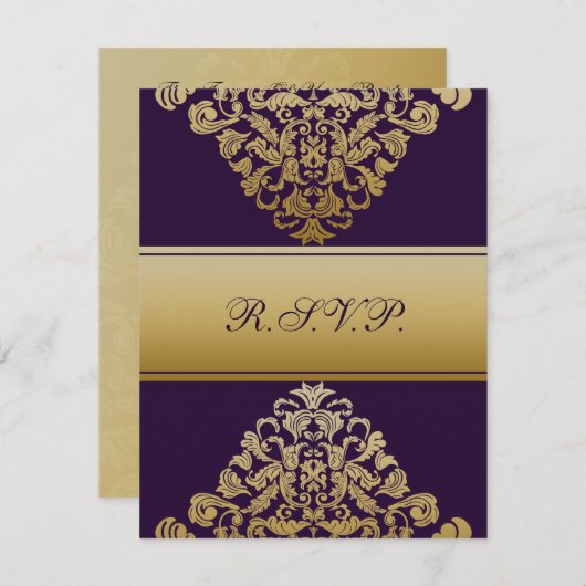 Elegant goud paarse bruiloft RSVP (Voorkant / Achterkant)