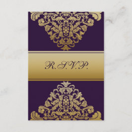 Elegant goud paarse bruiloft RSVP Standaard 3,5 x 