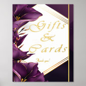 Elegant Goud & Paarse Calla Lily Huwelijkscadeaus Folie Afdrukken (Voorkant)