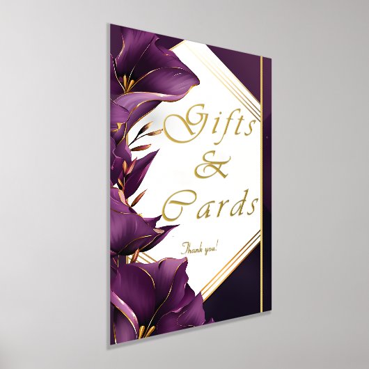 Elegant Goud & Paarse Calla Lily Huwelijkscadeaus Folie Afdrukken (Laagn)