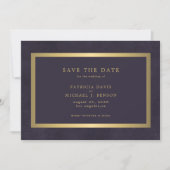 Elegant goud paarse eenvoudige typografie bruiloft save the date (Voorkant)