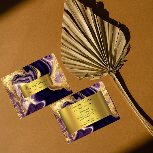 Elegant goud & paarse visitekaartje