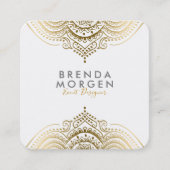 Elegant Goud Paisley Mandala Vierkante Visitekaartje (Voorkant)