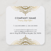 Elegant Goud Paisley Mandala Vierkante Visitekaartje (Achterkant)