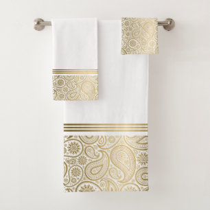 Elegant goud paisley patroon bad handdoek