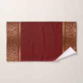 Elegant goud paisley patroon op rood bad handdoek (Handdoek)