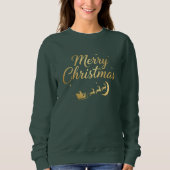 Elegant Goud Prettig Kerstfeest Trui (Voorkant)