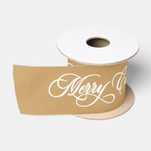 Elegant Goud Prettig Kerstmis Calligrafie Feestdag Satijnen Lint