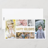 Elegant Goud Prettige Feestdagen 5 Collage Foto's Feestdagenkaart (Voorkant / Achterkant)