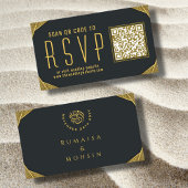 Elegant Goud QR Code RSVP Islamitische Bruiloft We Informatiekaartje