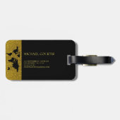 Elegant Goud Reizen Wereldkaart Monogram Naam Bagagelabel (Achterkant horizontaal)