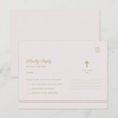 Elegant Goud Religieus Doopsel & Doopsel RSVP Briefkaart (Voorkant / Achterkant)