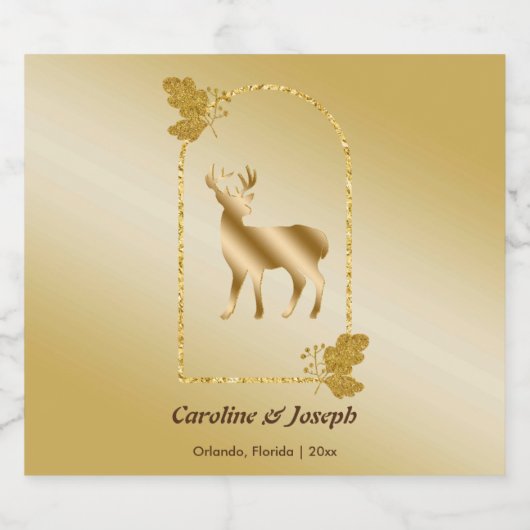 Elegant Goud Rendier Glitter Bruiloft Sparkling Wijnetiket (Enkel label)