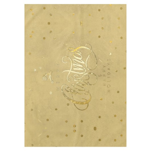 Elegant Goud Rendier Gouden Brief Kerst Medium Tafelkleed (Voorkant)