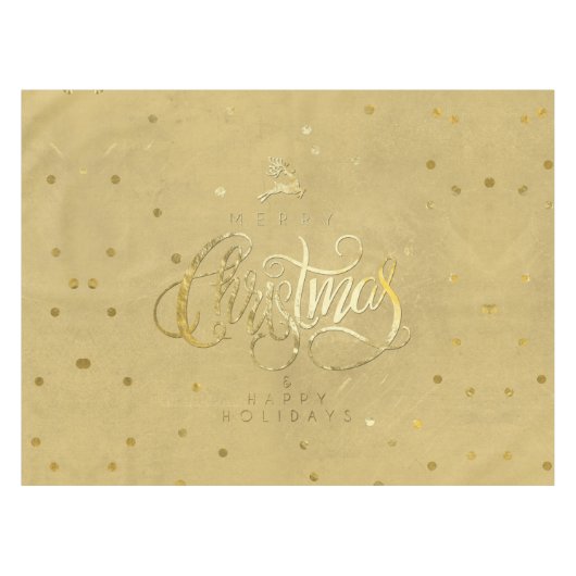 Elegant Goud Rendier Gouden Brieven Kerst Klein Tafelkleed (Voorkant (Horizontaal))