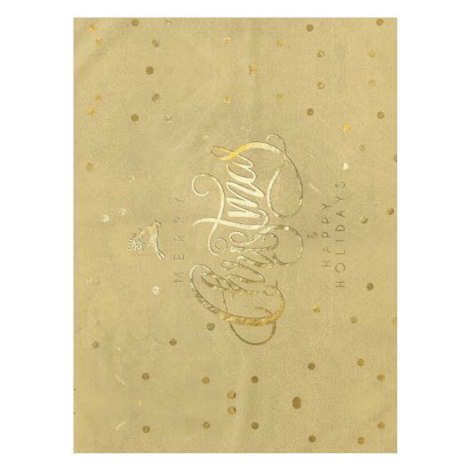 Elegant Goud Rendier Gouden Brieven Kerst Klein Tafelkleed (Voorkant)
