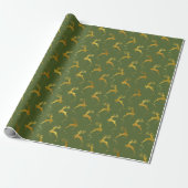 Elegant Goud Rendier Groene Kerstvakantie Cadeaupapier (Uitgerold)