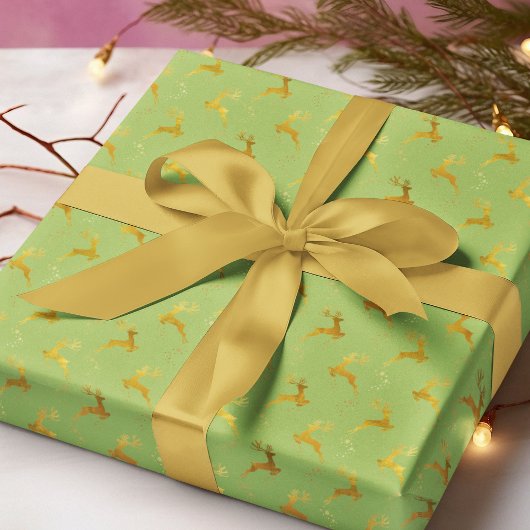 Elegant Goud Rendier Mos Kerstvakantie Cadeaupapier