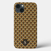 Elegant goud retro bloemenpatroon monogram Case-Mate iPhone case (Achterkant)