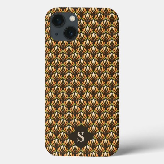 Elegant goud retro bloemenpatroon monogram Case-Mate iPhone case (Achterkant)