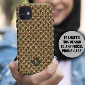 Elegant goud retro bloemenpatroon monogram Case-Mate iPhone case