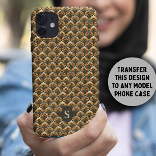 Elegant goud retro bloemenpatroon monogram Case-Mate iPhone case