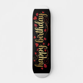 Elegant Goud & Rode Hart Gelukkig Verjaardag Roman Persoonlijk Skateboard