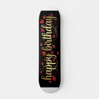 Elegant Goud & Rode Hart Gelukkig Verjaardag Roman Persoonlijk Skateboard