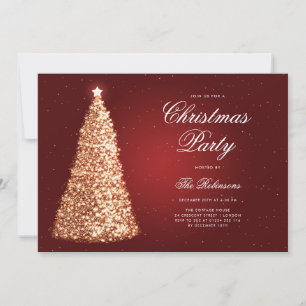 Elegant Goud Rode Kerstboom Programma Menu
