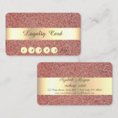 Elegant, Goud, Rode Marmer, Confetti  Loyalty Card (Voorkant / Achterkant)