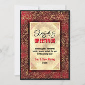 Elegant goud rood bloemenkerst nieuwjaar (Voorkant)