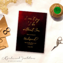 Elegant Goud Rood en Zwart Bruidsmeisje Kaart