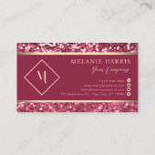Elegant Goud & Rood Glitter Modern Visitekaartje (Achterkant)
