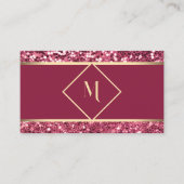Elegant Goud & Rood Glitter Modern Visitekaartje (Voorkant)