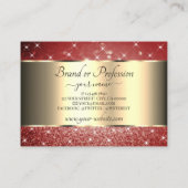 Elegant Goud Rood Glitter Sparkle Sterren Uitsteke Visitekaartje (Achterkant)