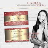 Elegant Goud Rood Glitter Sparkle Sterren Uitsteke Visitekaartje