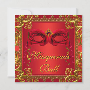 Elegant goud rood masker rood masqueradefeest kaart
