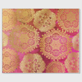 Elegant goud rood roze mandala patroon cadeaupapier (Vlak)